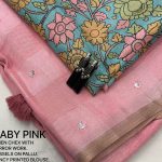 Linen Saree Baby Pink