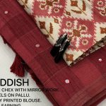 cotton Linen Saree Reddish