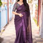 cotton Linen Sarees with Sequence Work - Jamali Saree