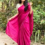 Manipuri Cotton Kota Chex Majenta Saree with Off White Blouse