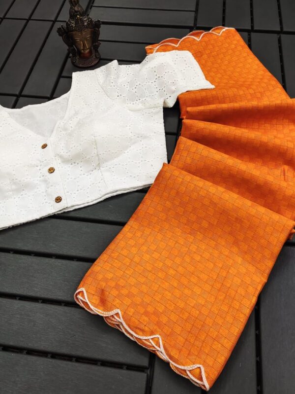 Manipuri Cotton Kota Chex Mustard Yellow Saree