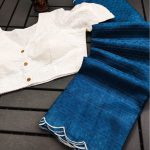 Manipuri Cotton Kota Chex Teal Blue Saree