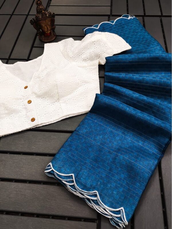 Manipuri Cotton Kota Chex Teal Blue Saree