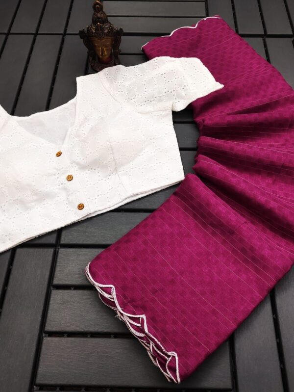 Manipuri Cotton Kota Chex Wine Saree