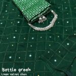 Bottle Green Color Soft Linen Saree