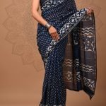 Chanderi Silk Saree Indigo Blue
