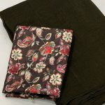 Crush Chiffon Cotton Saree Dark Olive Green Color
