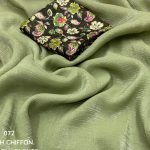Crush Chiffon saree Dusty Green