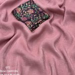 Dusty Pink Color Crush Chiffon Saree With Simple Woven Shining