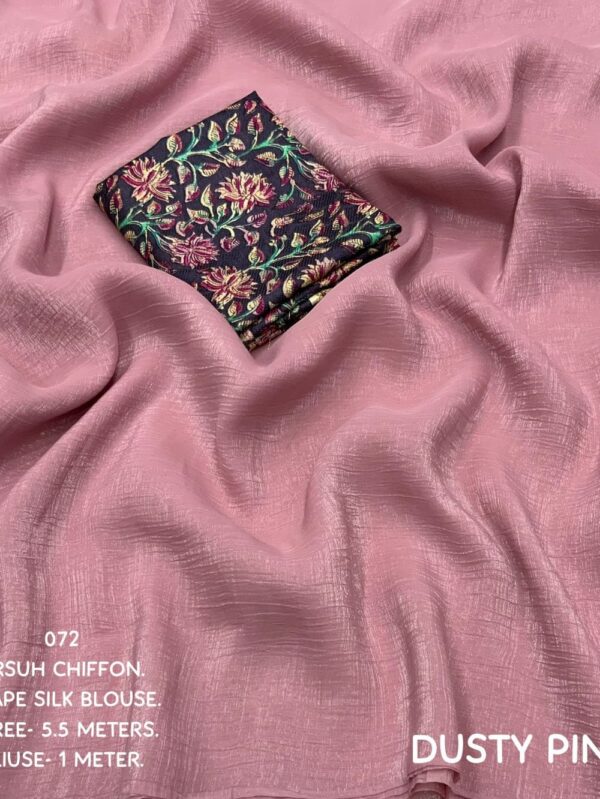 Dusty Pink Color Crush Chiffon Saree With Simple Woven Shining