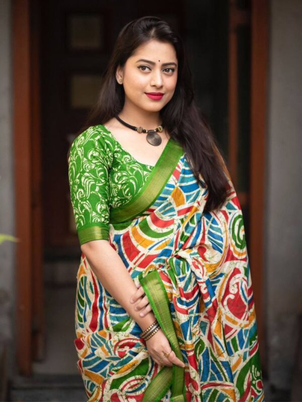 Mehndi Green fancy Cotton Printed Saree