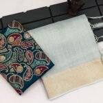 Grey Color Soft Cotton Plain Silk Saree With Border