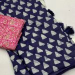 Indigo Batik Blue Saree with Pink Blouse
