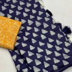 Indigo Batik Blue Saree with Yellow Blouse - Blue Dhaara