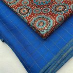 Jute Chex Silk Antique Blue Saree