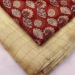 Jute Chex Silk Beige Saree