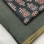 Jute Chex Silk Dark Grey Saree