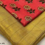 Jute Chex Silk Pine Yellow Saree