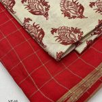 Jute Chex Silk Red Saree