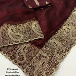 Maroon Crush Chiffon Zari Embroidery