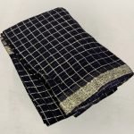Pure Georgette Zari Chex Black