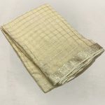 Pure Georgette Zari Chex Ivory Off White