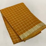 Pure Georgette Zari Chex Mustard