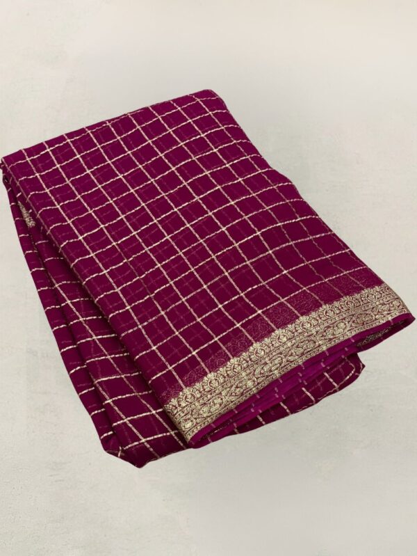 Pure Georgette Zari Chex Rani