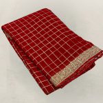 Pure Georgette Zari Chex Red