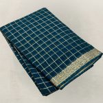 Pure Georgette Zari Chex Teal Blue