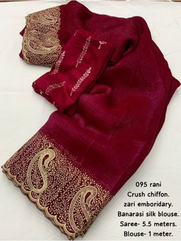 Rani Crush Chiffon Zari Embroidery