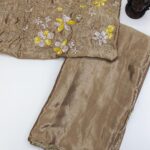 Soft Chinon Silk Saree - Beige Tussar - Blue Dhaara