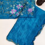 Soft Chinon Silk Saree - Firozi - Blue Dhaara