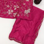 Soft Chinon Silk Saree - Rani - Blue Dhaara