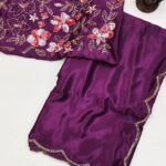 Soft Chinon Silk Saree - Wine - Blue Dhaara
