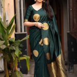 Soft Silk Saree Bottle Green - Blue Dhaara
