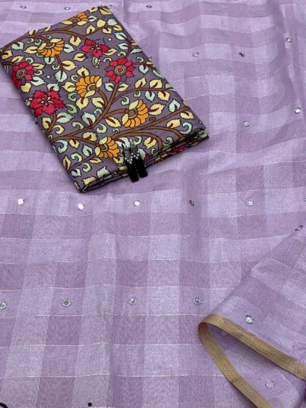 Linen Saree Lavender open view