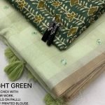Linen Saree Light Green color