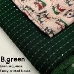 Linen Sarees With Sequence Work - Bottle Green - Blue dhaara