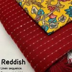 Linen Sarees with Sequence Work - Red Saree Differ Blouse