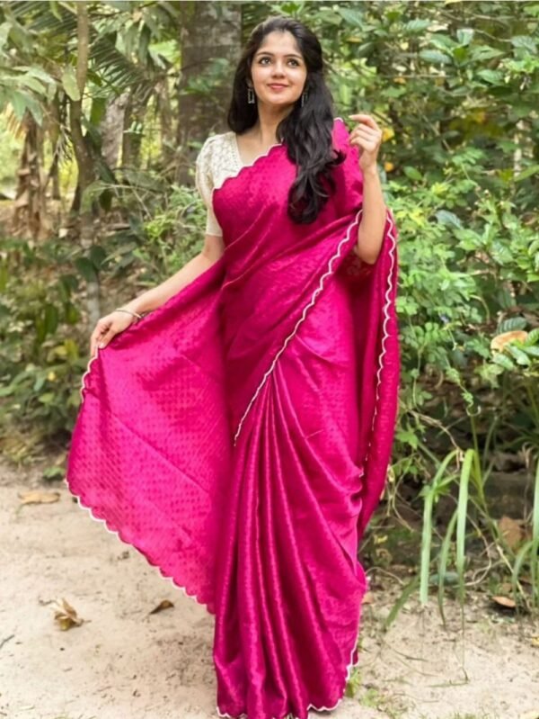 Manipuri Cotton Kota Chex Majenta Saree with Off White Blouse