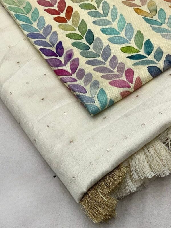 Soft Cotton Linen Saree Ivory Off White