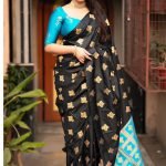 Black Soft Silk Saree Ferozi Border main
