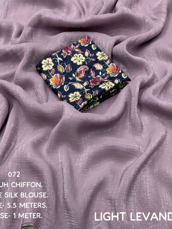 Light Lavender Color Crush Chiffon Saree With Woven Shining