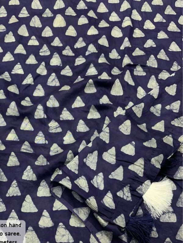 Indigo Batik Blue Saree without Blouse - Blue Dhaara