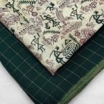 Jute Chex Silk Bottle Green Saree