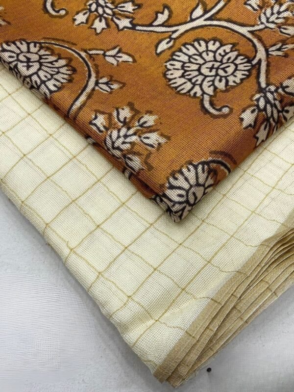Jute Chex Silk DIvory Off White Saree