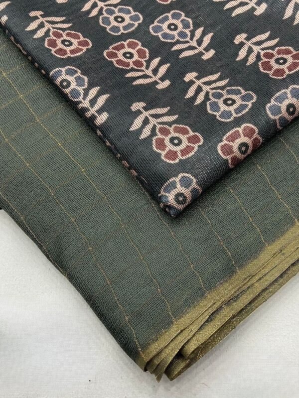 Jute Chex Silk Dark Grey Saree