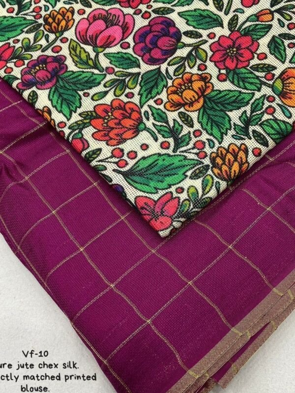 Jamali Pure Jute Silk Chex Saree