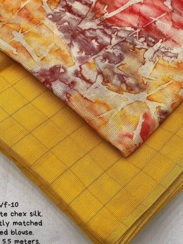 Jute Chex Silk Mustard Saree